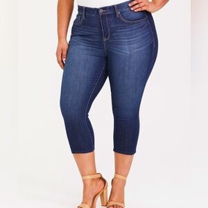 Torrid Blue Plus Size High Rise Skinny Stretch Capris Denim Jeans Size 20